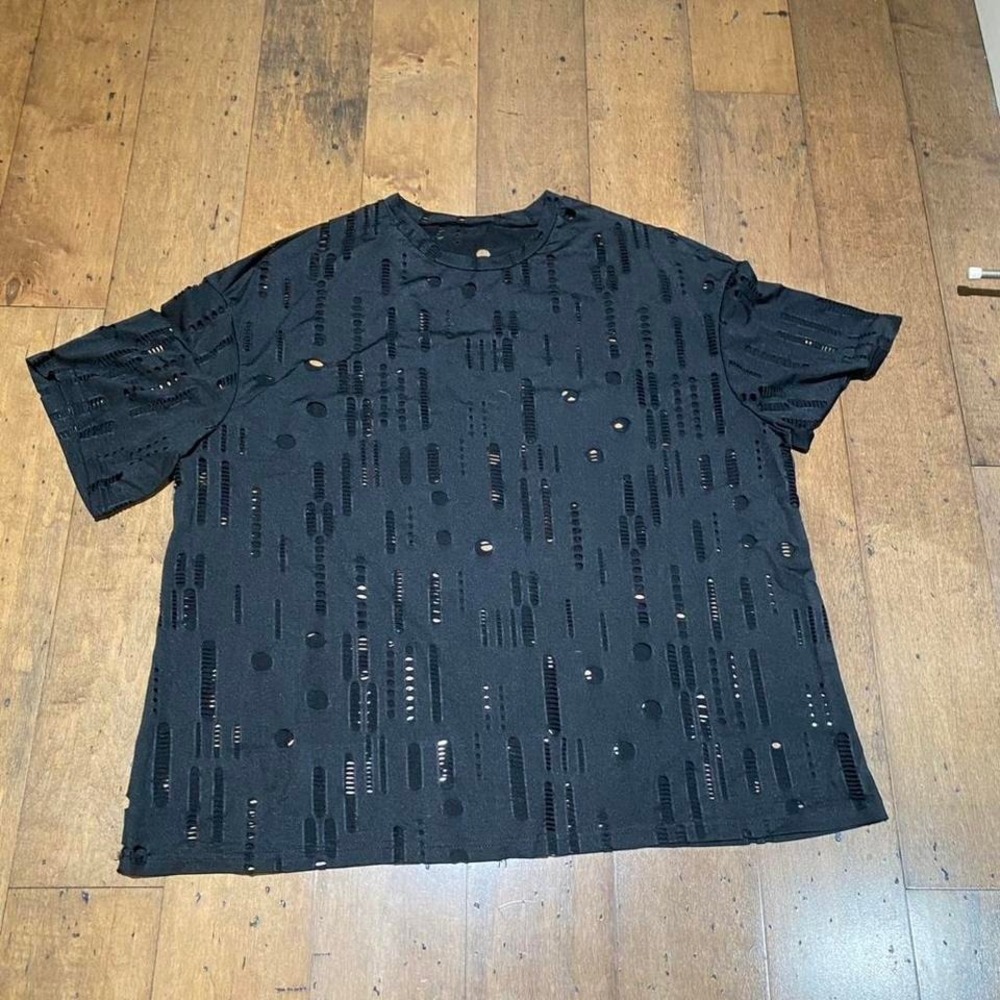 SHEIN black oversized tee with unique design Size 0XL